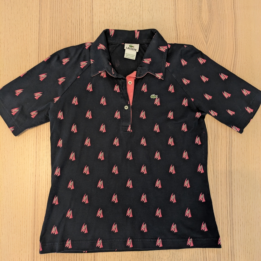 Vintage Lacoste Women's Blue Polo Shirt - Size 40 - Timeless Elegance